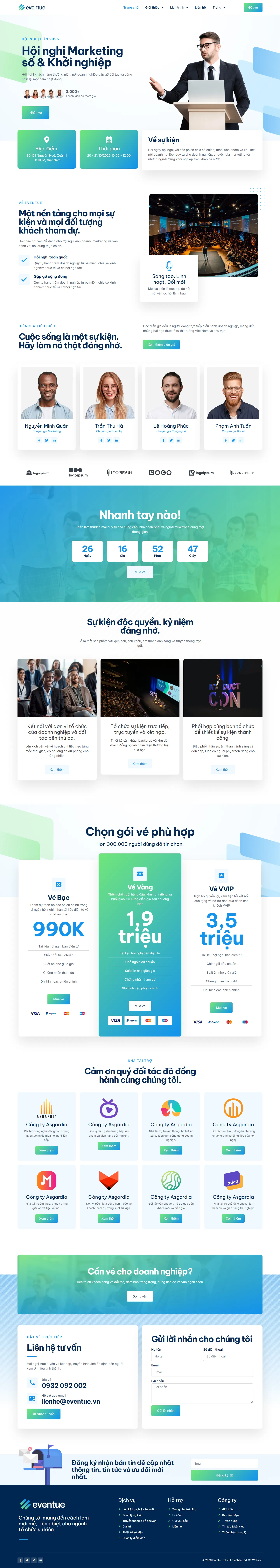 Mẫu website tổ chức sự kiện – Eventue