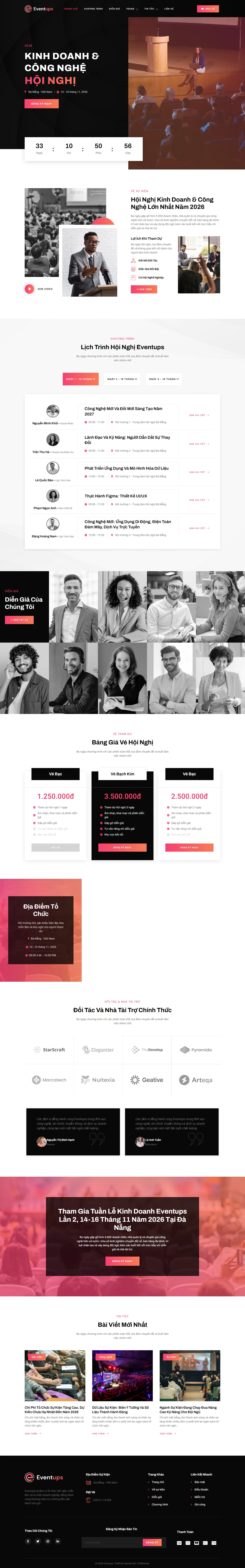 Mẫu website tổ chức sự kiện – Eventups