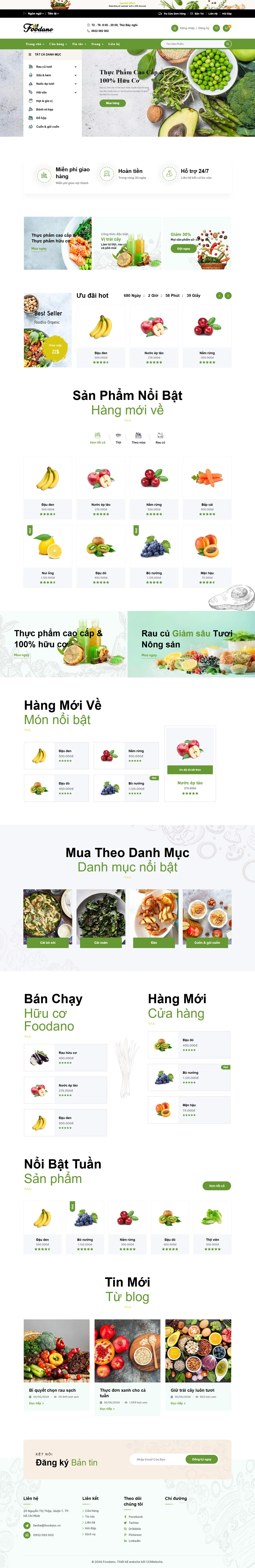 Mẫu website thực phẩm – Foodano