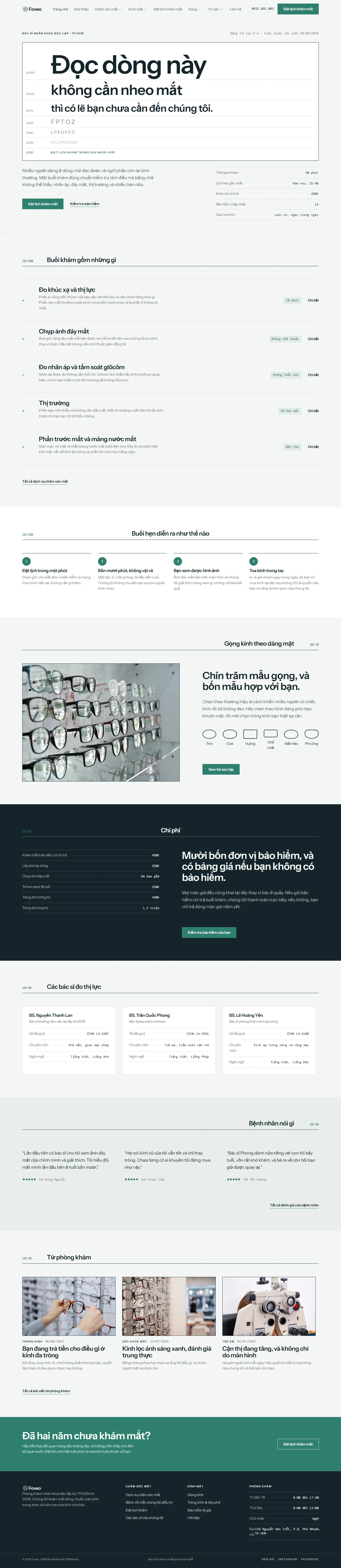 Mẫu website nhãn khoa – Foveo