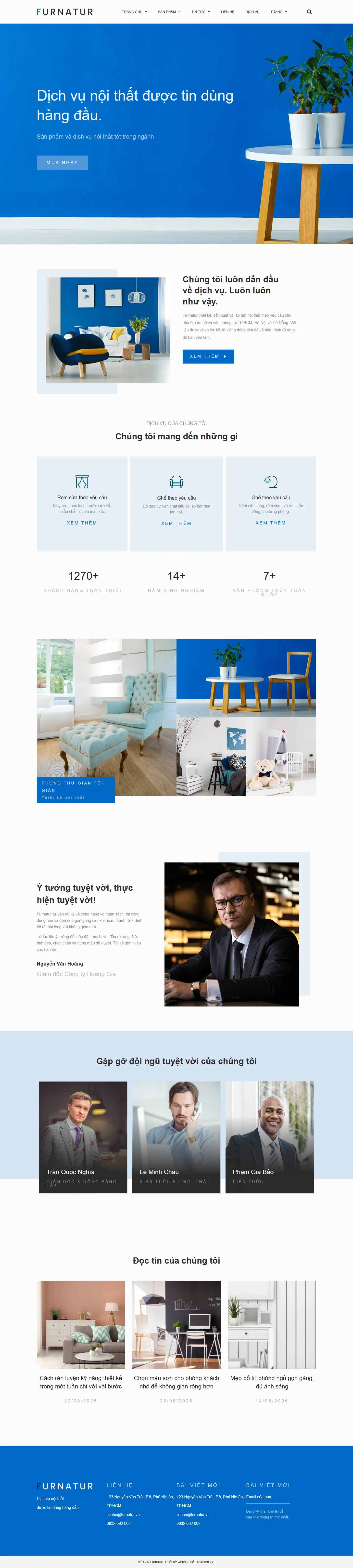 Mẫu website cửa hàng nội thất – Furnatur
