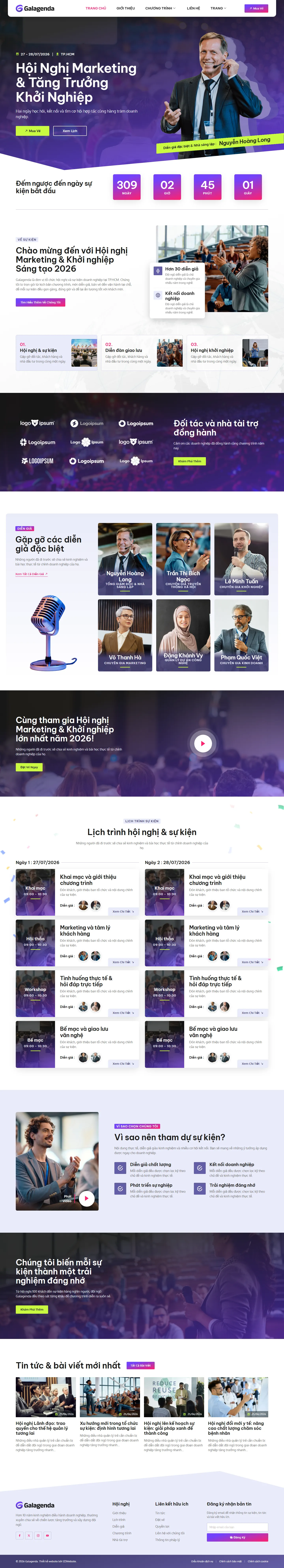 Mẫu website tổ chức sự kiện – Galagenda