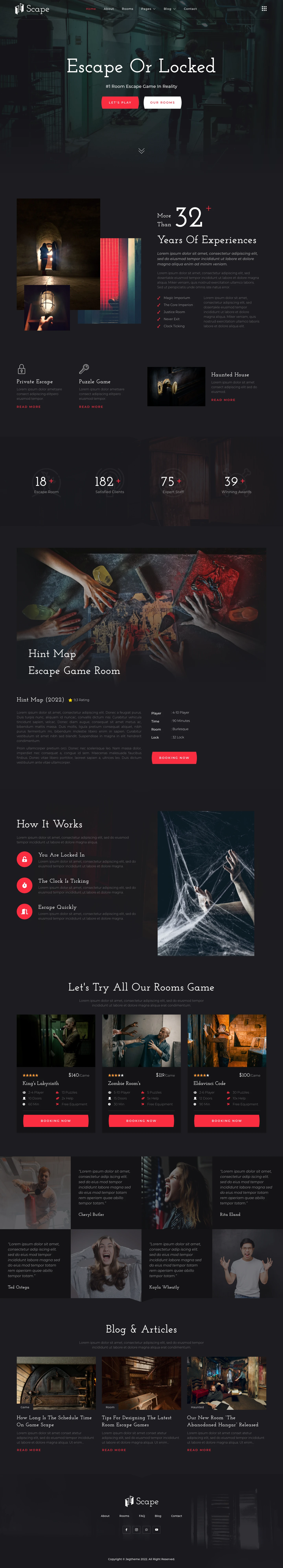 Mẫu website escape room – giải trí – Scape