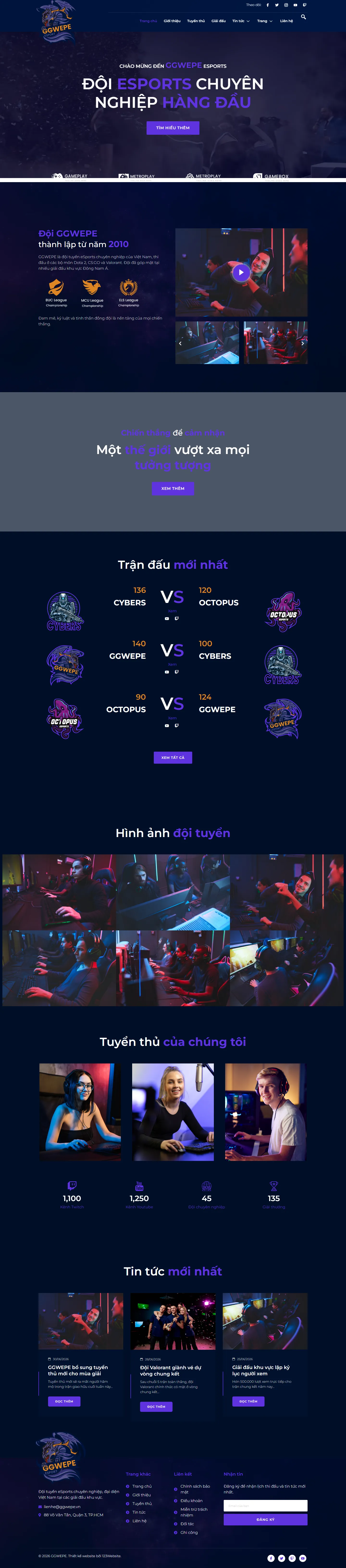 Mẫu website giới thiệu game – esports – GGWEPE