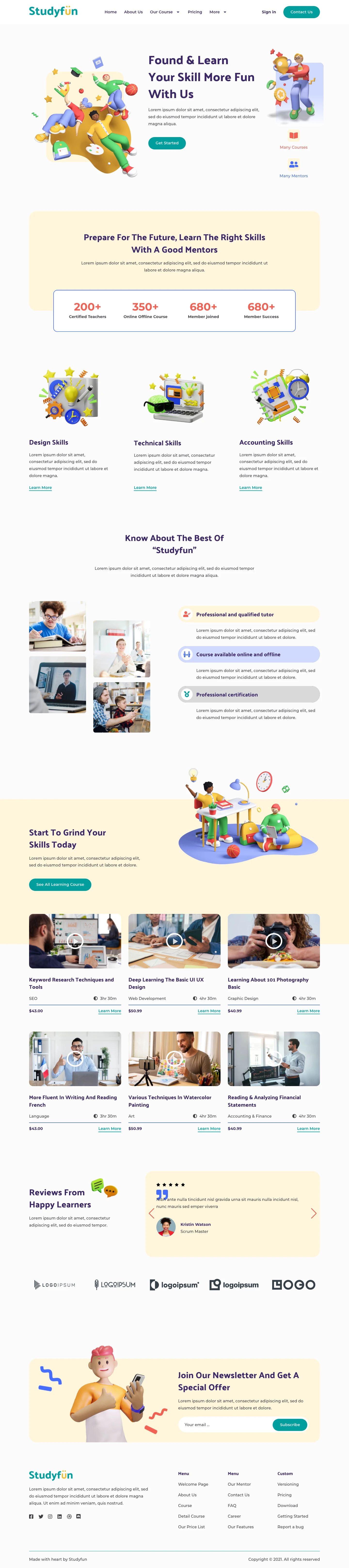 Mẫu website gia sư – Studyfun