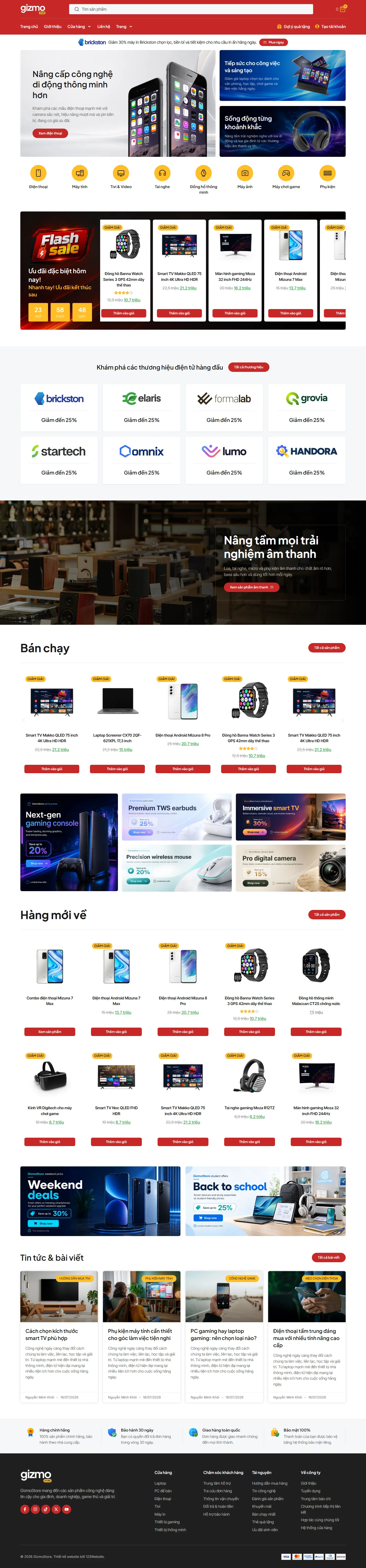 Mẫu website shop điện tử – GizmoStore