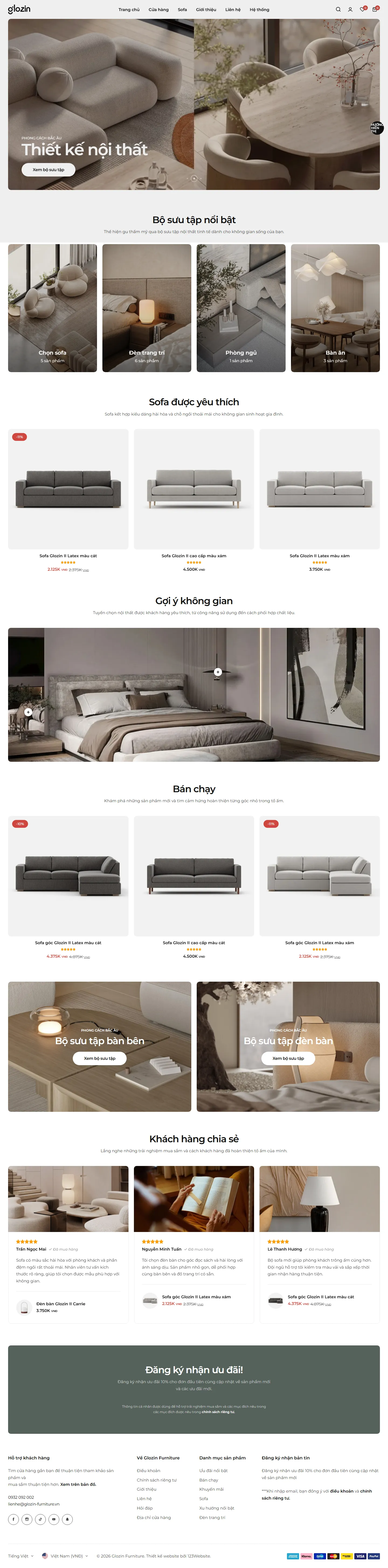 Mẫu website nội thất – Glozin Furniture