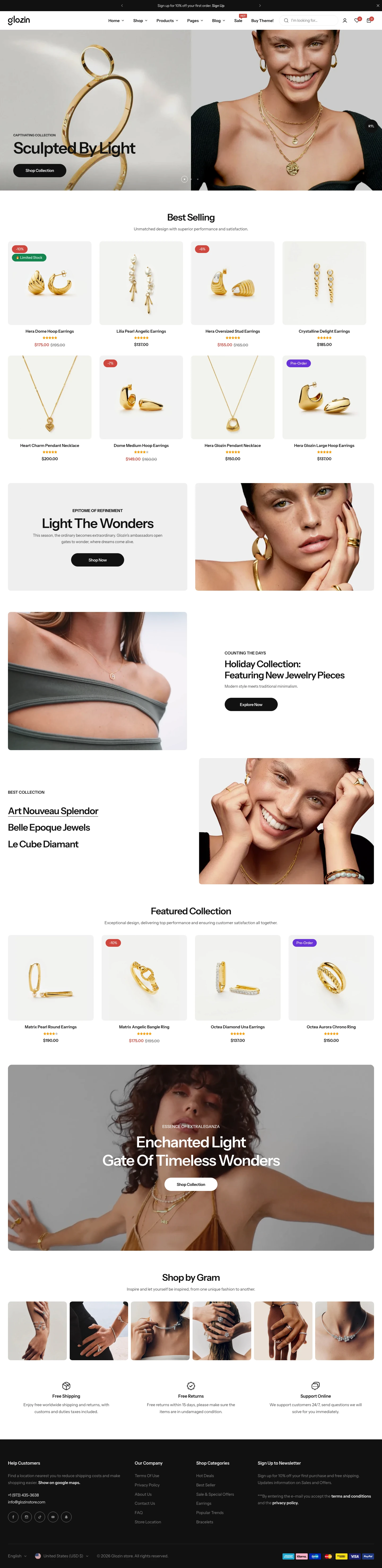 Mẫu website trang sức – Glozin Jewelry