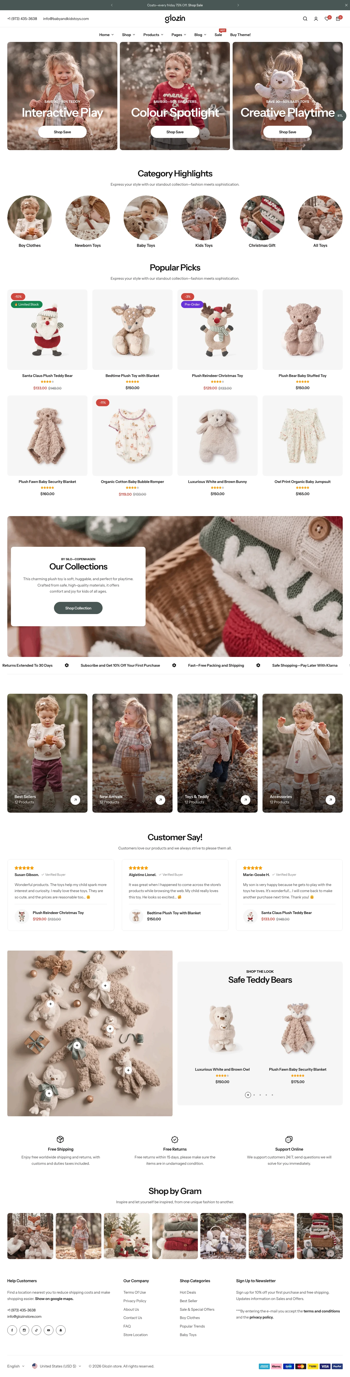 Mẫu website đồ chơi trẻ em – Glozin Kids Toys