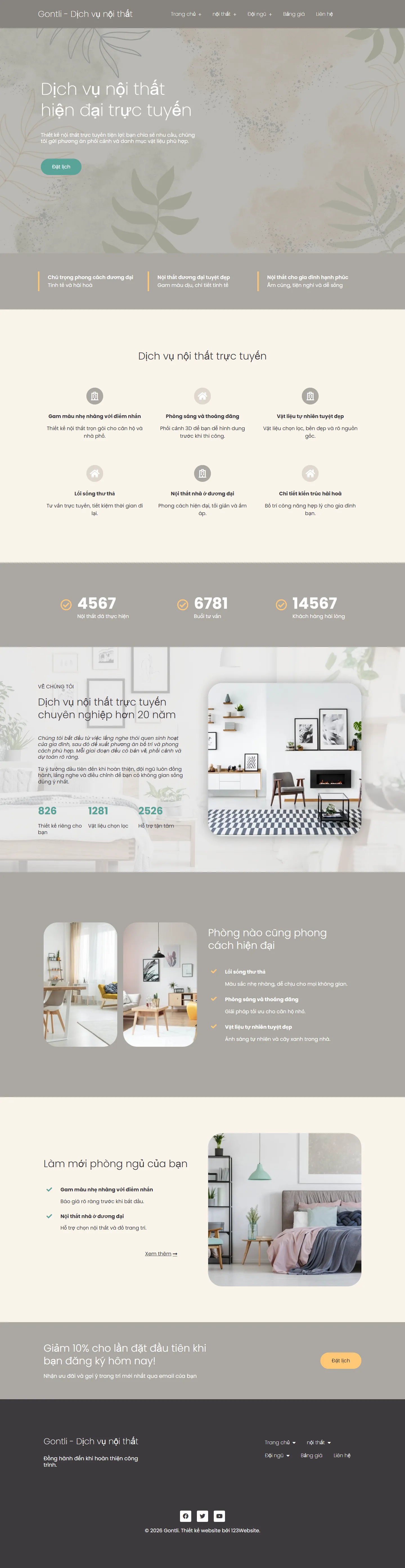 Mẫu website thiết kế nội thất – Gontli
