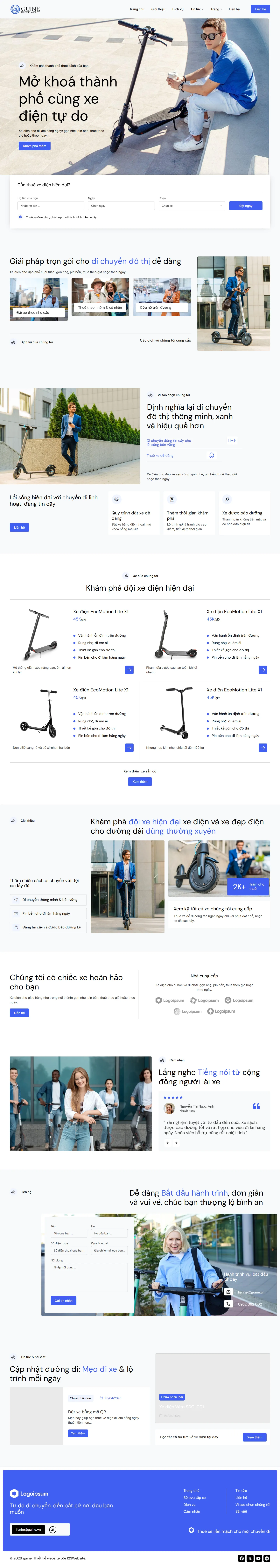 Mẫu website xe điện – xe đạp điện – Guine