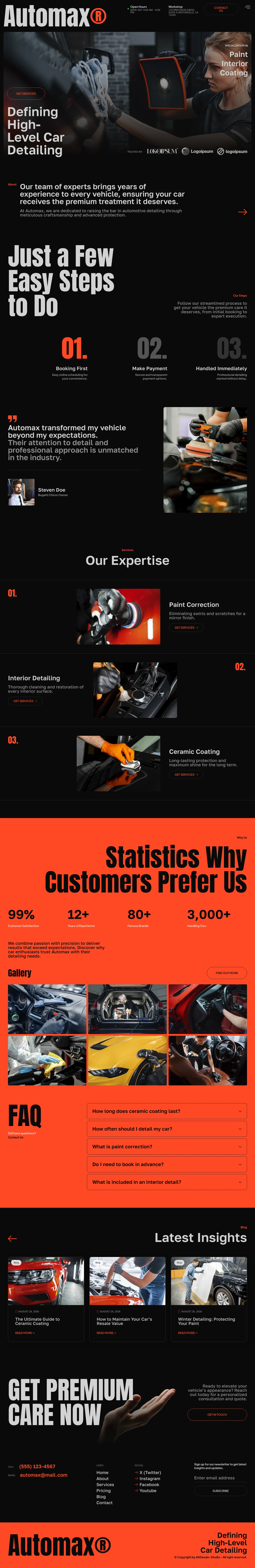 Mẫu website rửa xe – chăm sóc xe – Automax