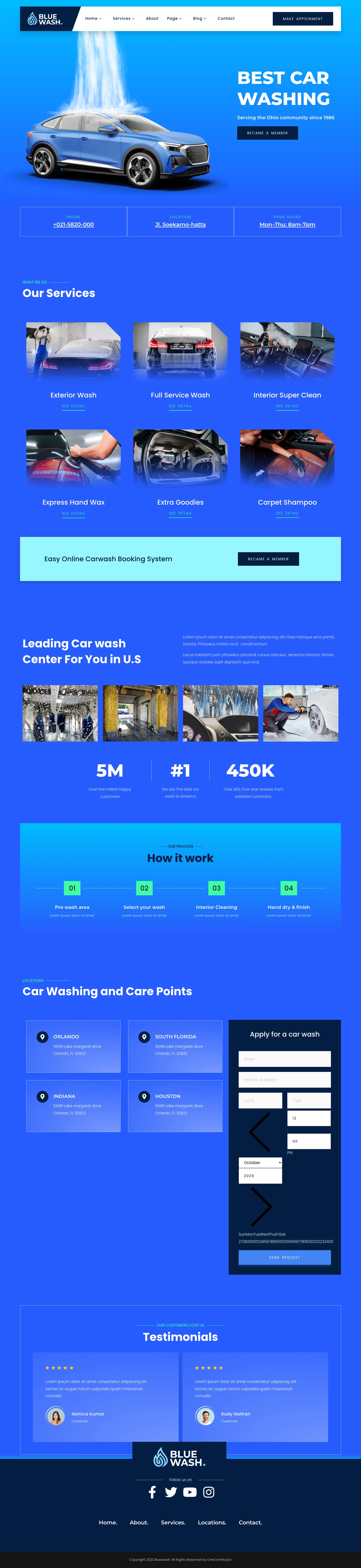 Mẫu website rửa xe – chăm sóc xe – Bluewash