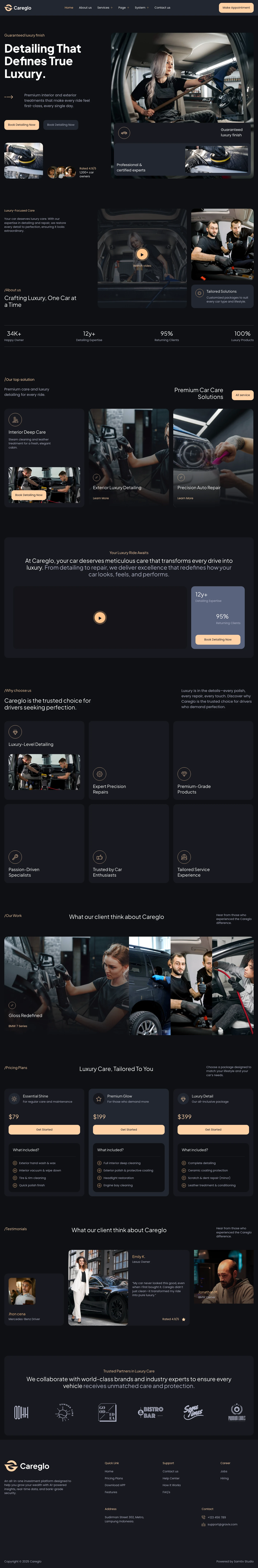 Mẫu website rửa xe – chăm sóc xe – Careglo