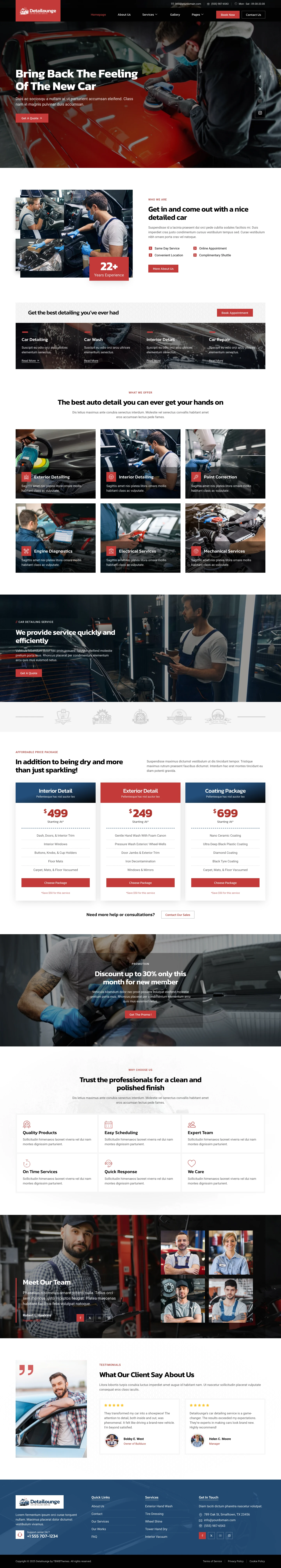 Mẫu website rửa xe – chăm sóc xe – Detailounge
