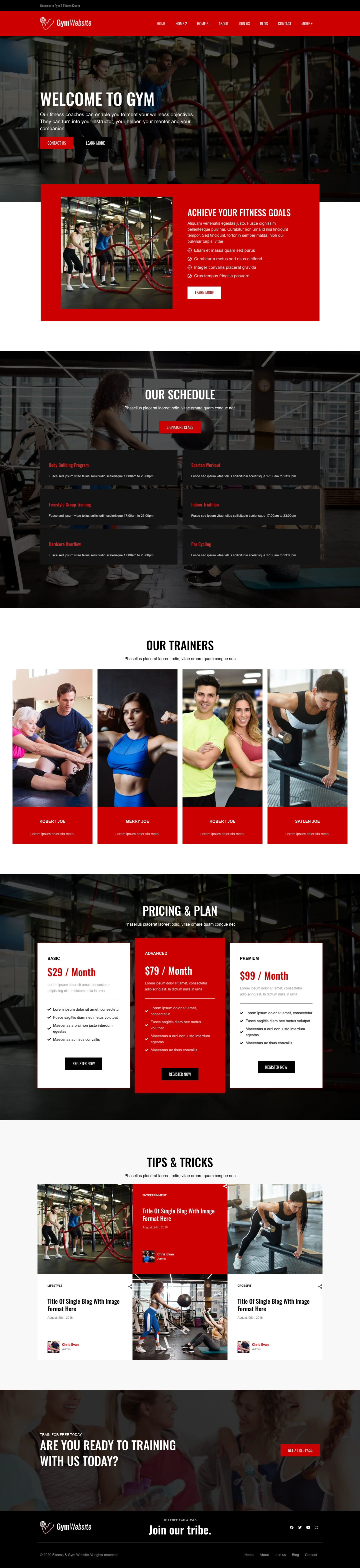 Gym Website Template – Gymsite