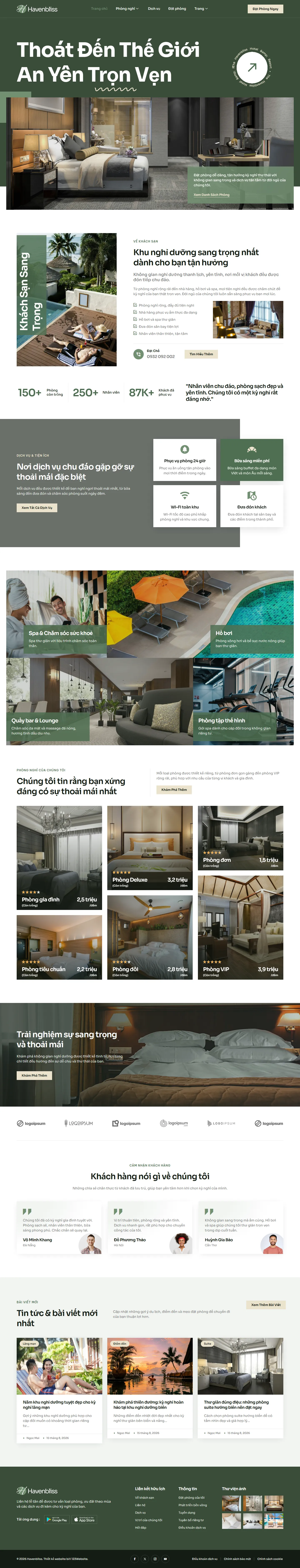 Mẫu website khách sạn – resort – Havenbliss