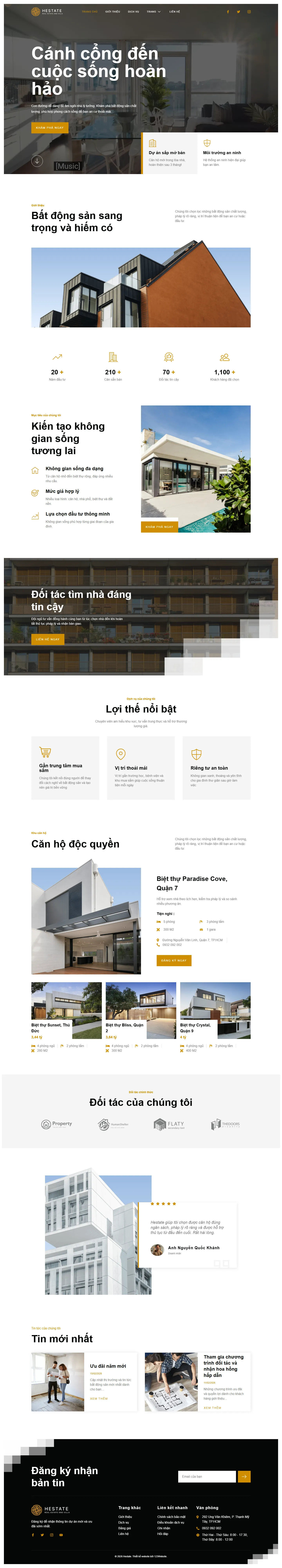 Mẫu website bất động sản – Hestate