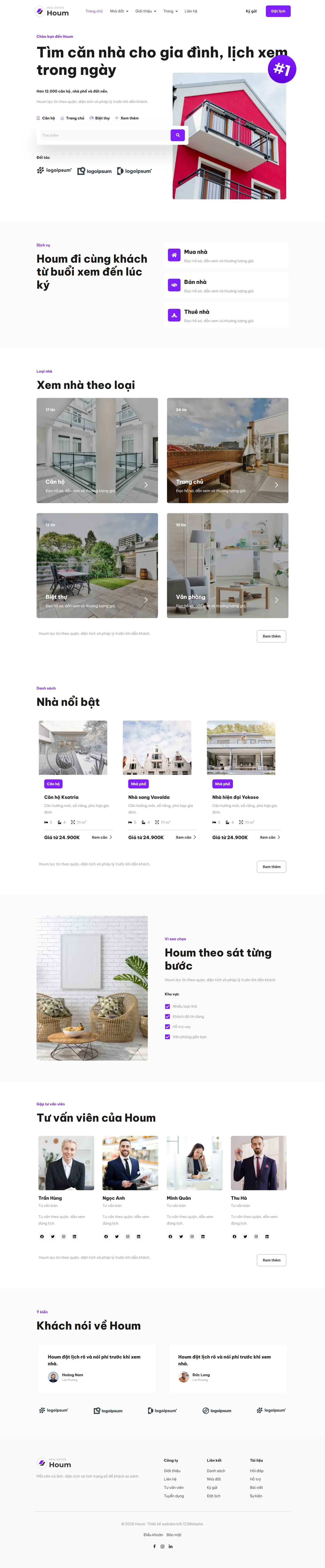 Mẫu website landing page bất động sản – Houm