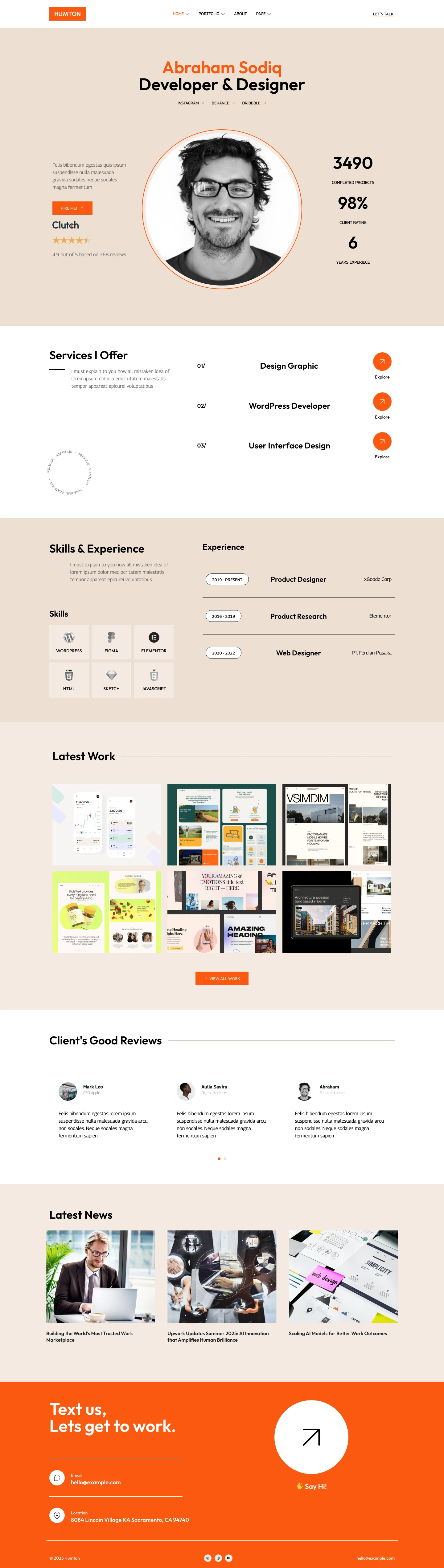 Mẫu website thiết kế – Humton