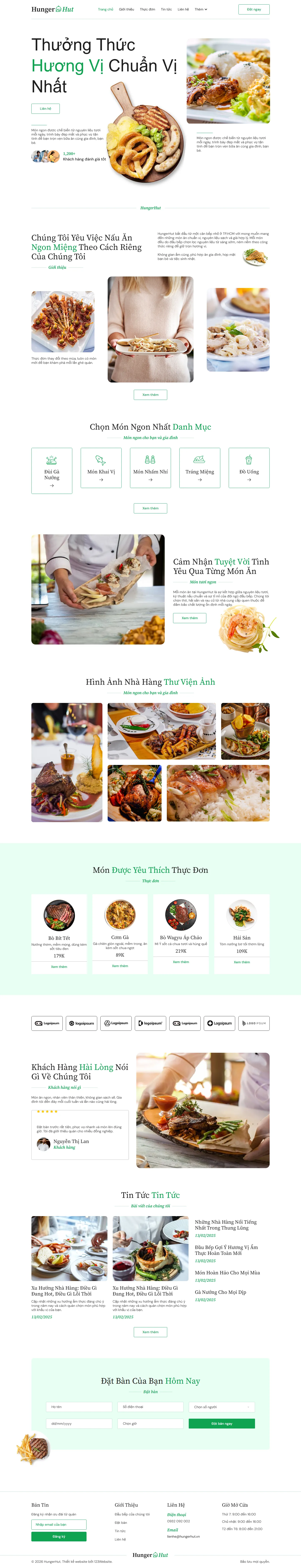 Mẫu website nhà hàng – HungerHut