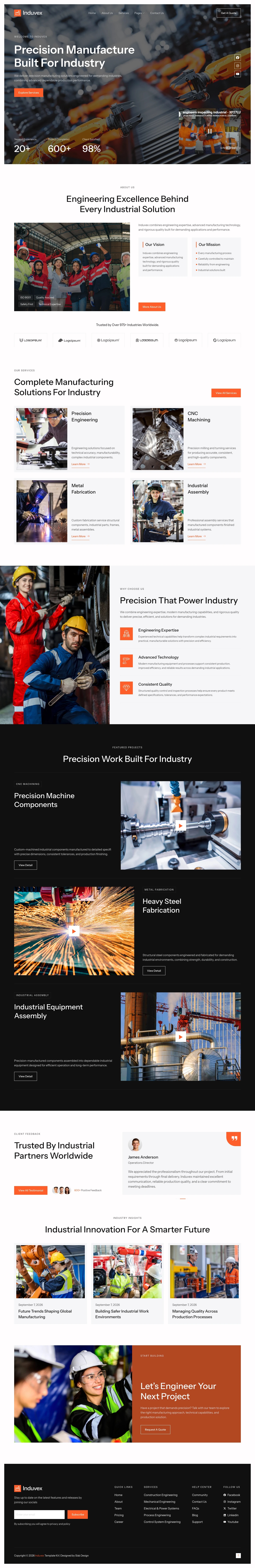 Mẫu website cơ khí – Induvex