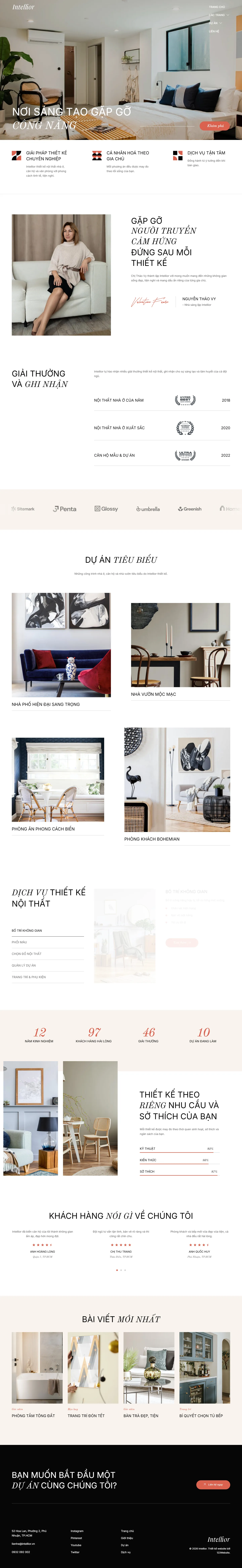 Mẫu website thiết kế nội thất – Intellior