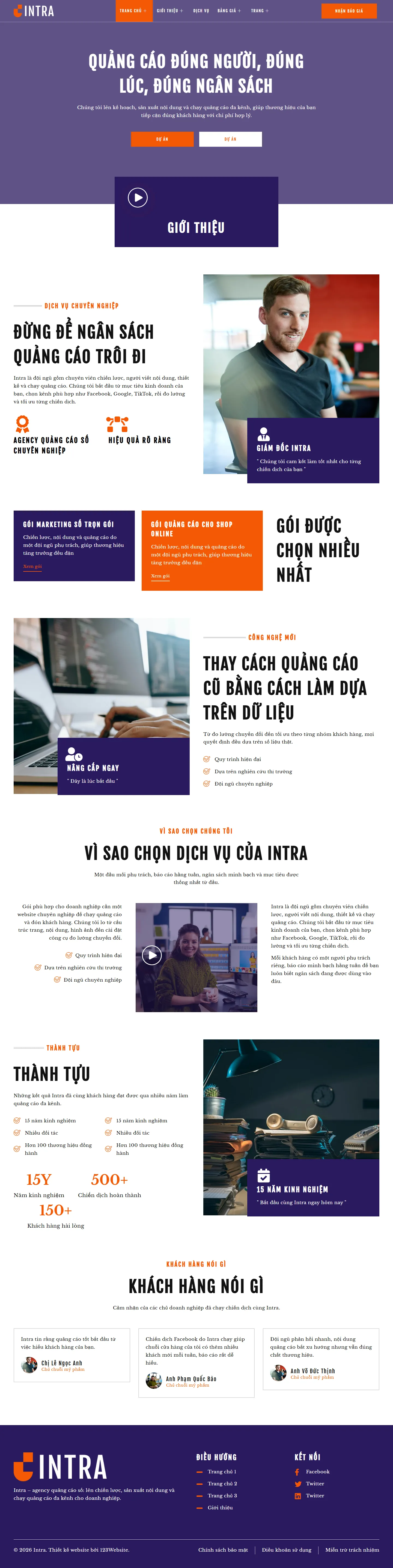 Mẫu website dịch vụ quảng cáo – Intra