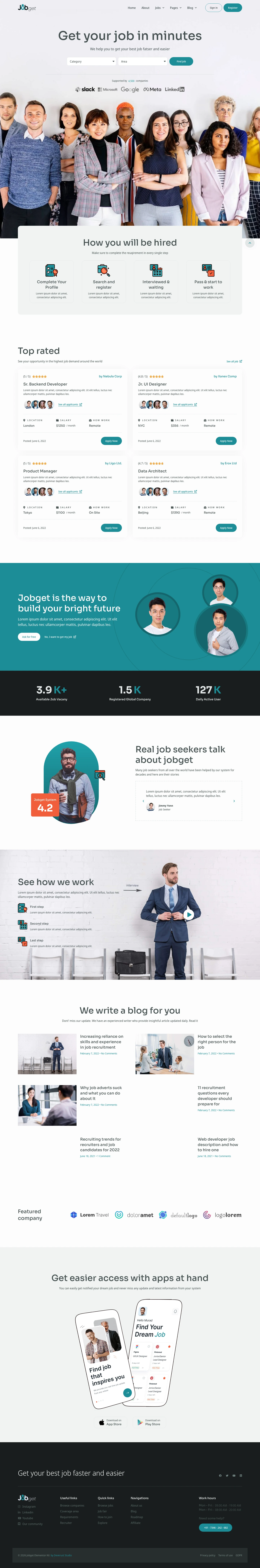Mẫu website việc làm – Jobget