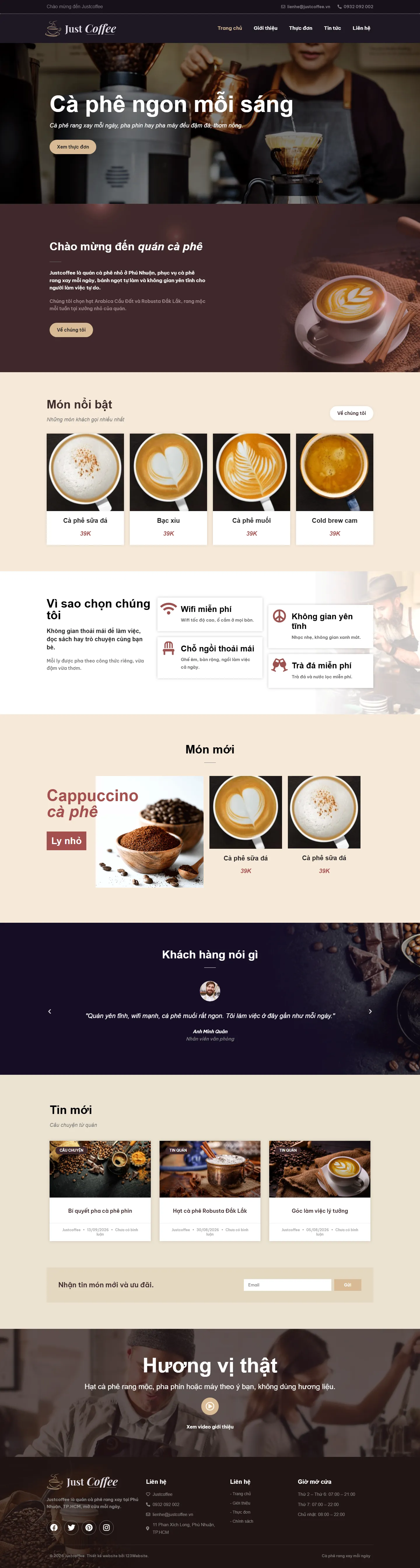 Cafe Website Template – Justcoffee