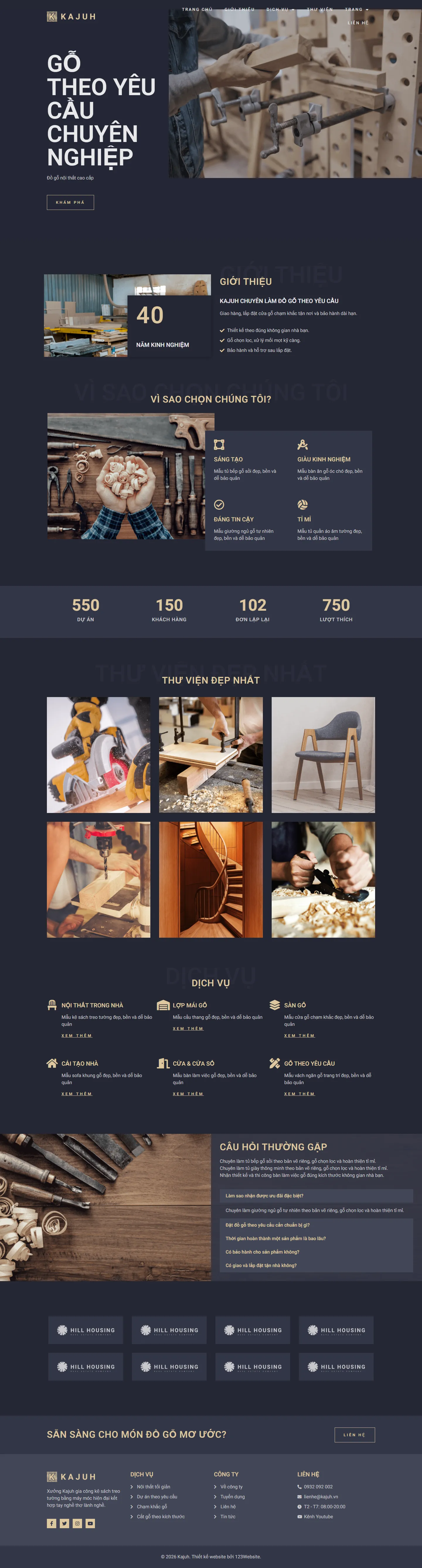 Mẫu website xưởng gỗ – đồ gỗ – Kajuh