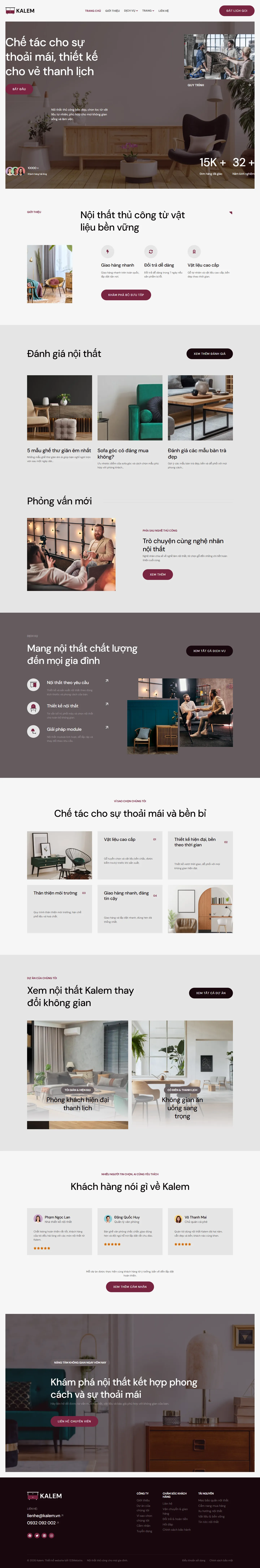 Mẫu website cửa hàng nội thất – Kalem