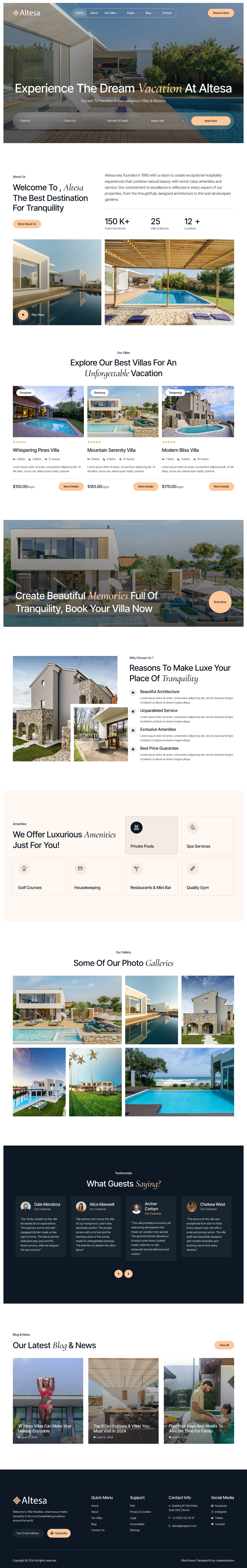 Mẫu website homestay – villa – Altesa