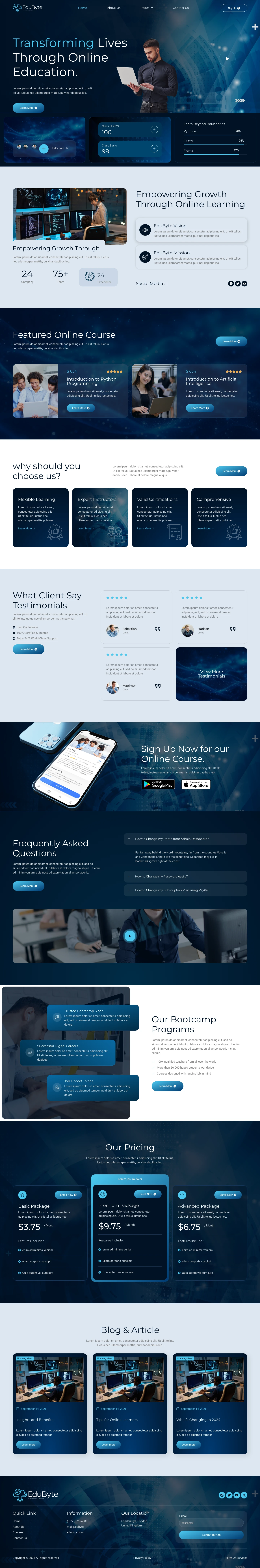 Mẫu website khóa học online – EduByte