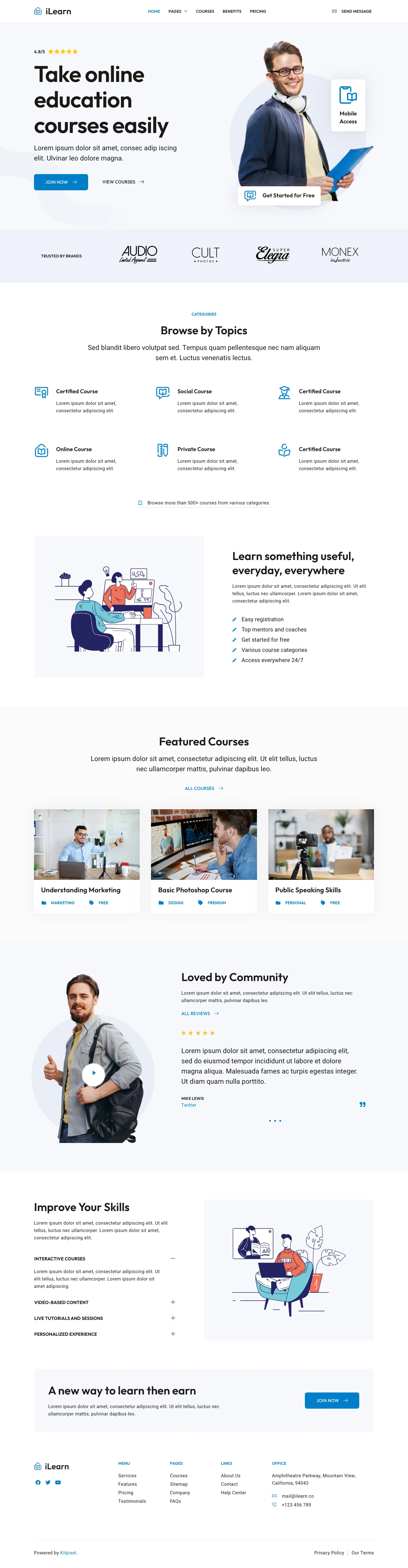 Mẫu website khóa học online – iLearn
