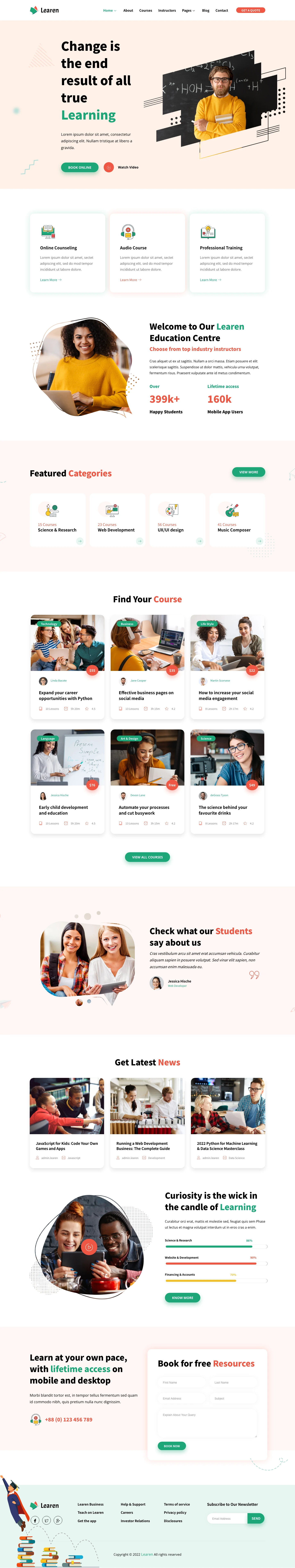 Mẫu website khóa học online – Learen