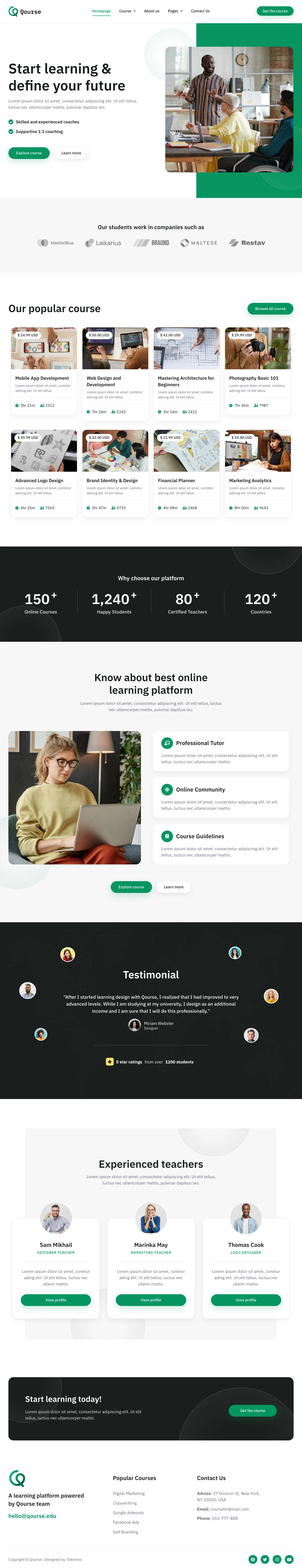 Mẫu website khóa học online – Qourse