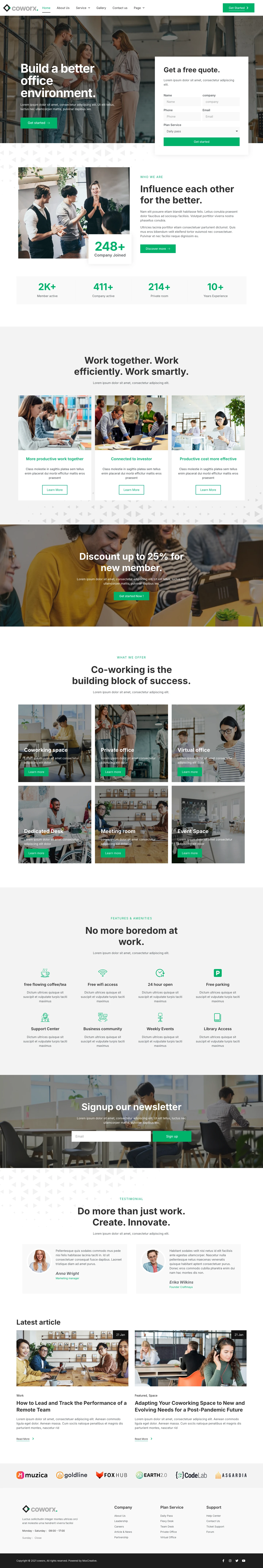 Mẫu website văn phòng cho thuê – coworking – Coworx