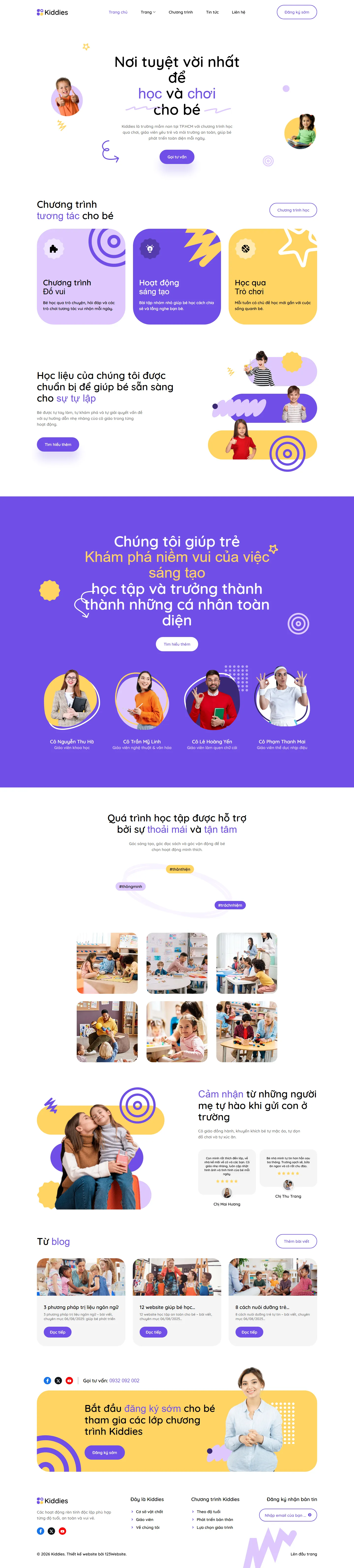 Mẫu website trường mẫu giáo – Kiddies