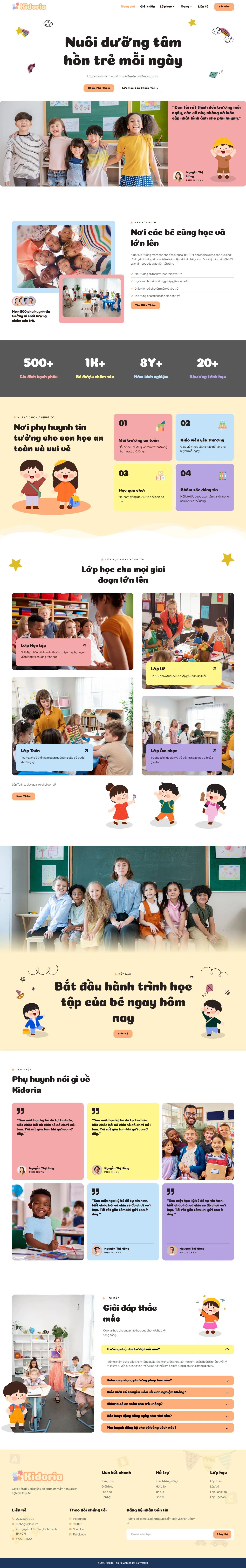 Mẫu website trường mẫu giáo – Kidoria