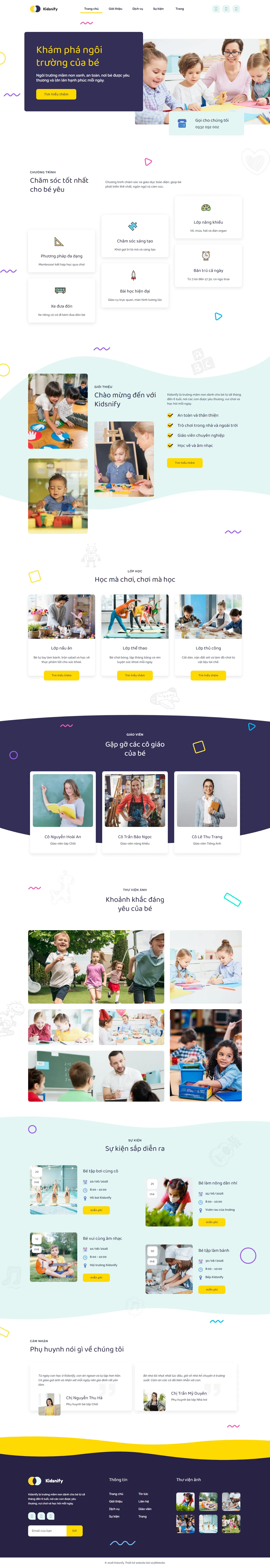 Mẫu website trường mẫu giáo – Kidsnify