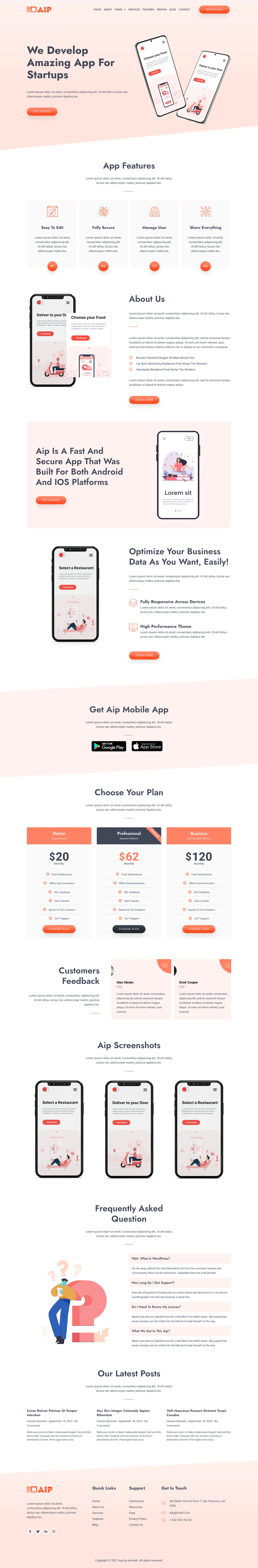 Mẫu website landing page ứng dụng di động – Aip