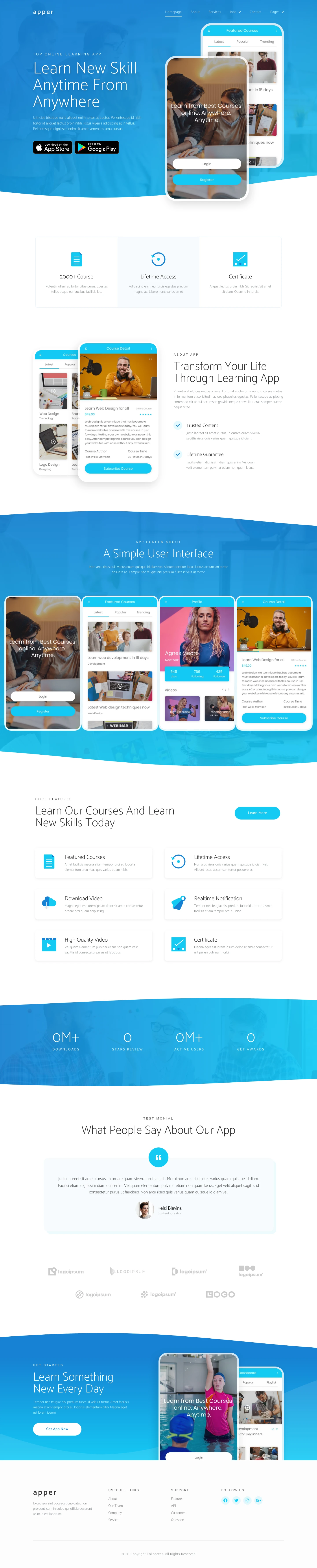 Mẫu website landing page ứng dụng học trực tuyến – Apper