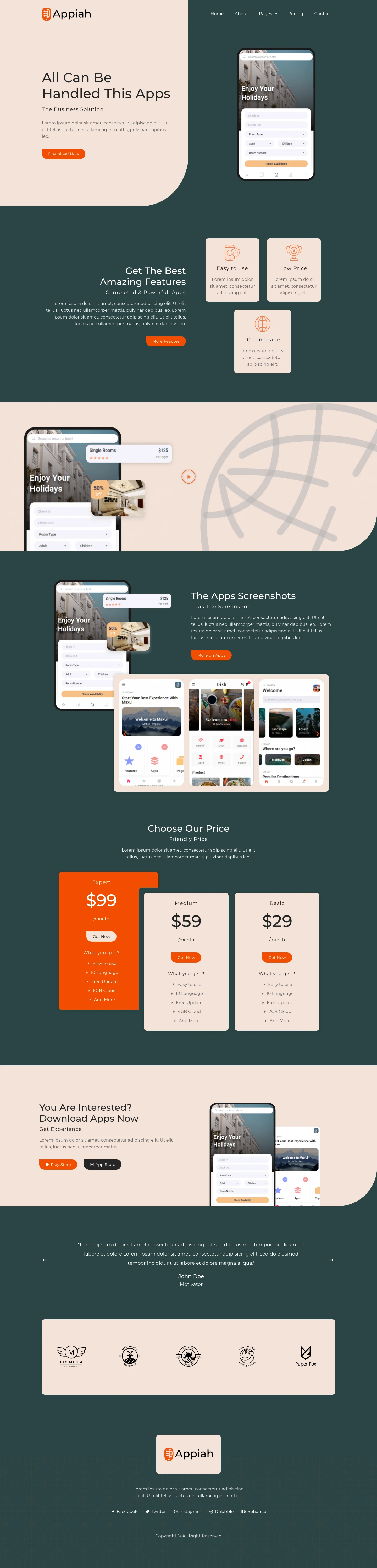 Mẫu website landing page ứng dụng di động – Appiah
