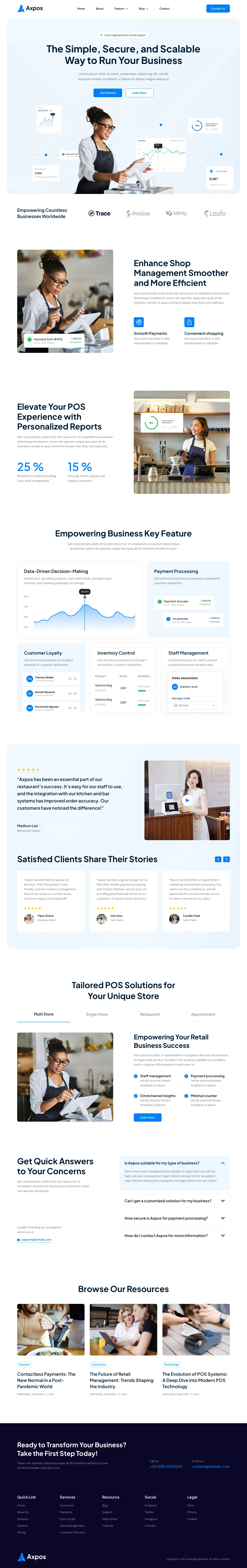 Mẫu website landing page phần mềm bán hàng POS – Axpos