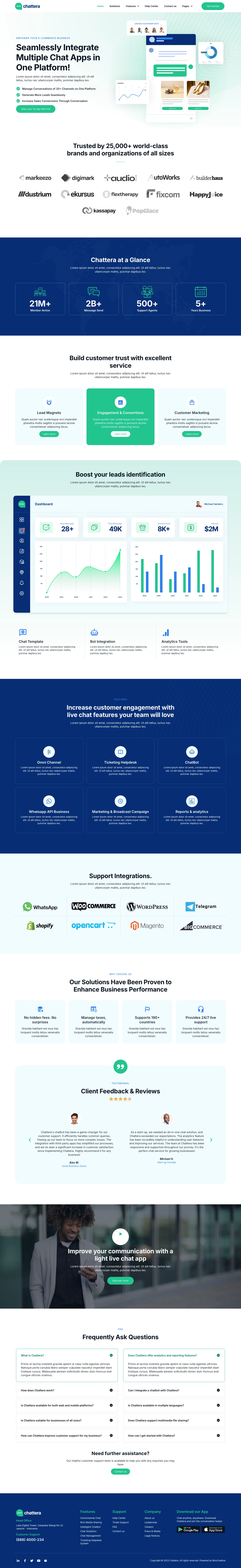 Mẫu website landing page phần mềm chat – Chattera