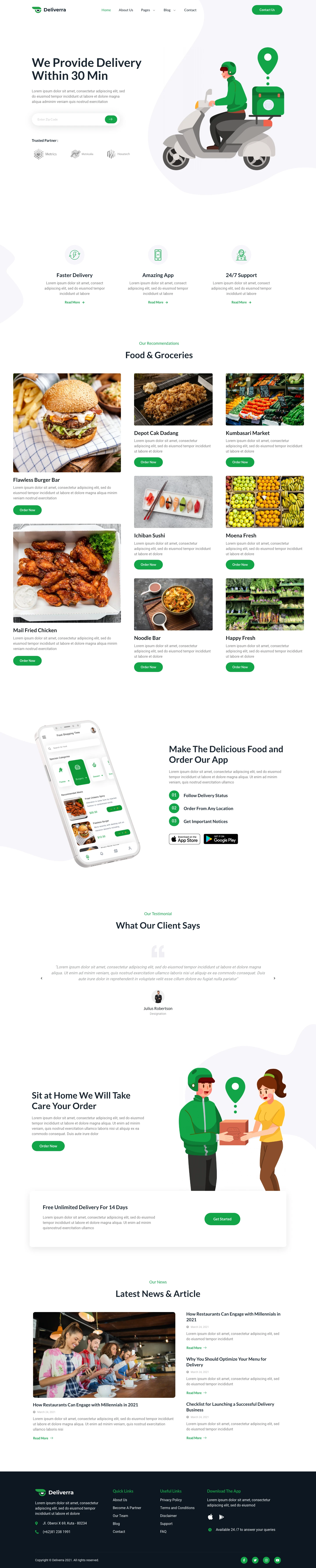 Mẫu website landing page giao đồ ăn – Deliverra