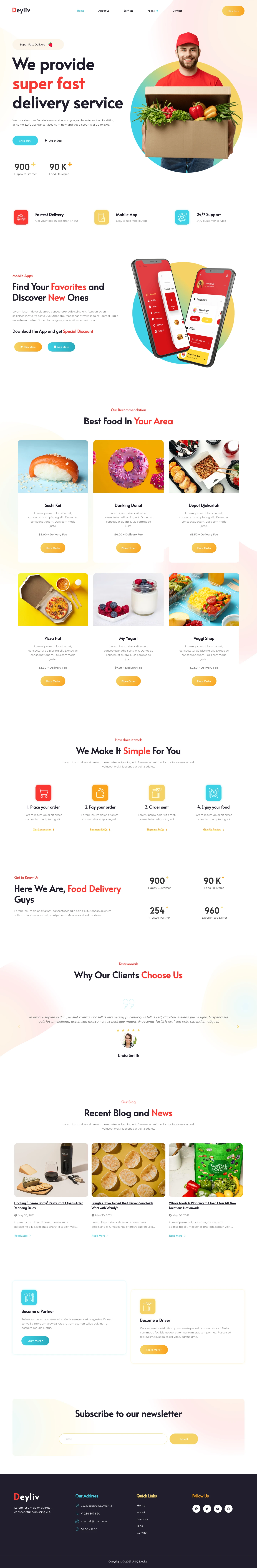 Mẫu website landing page giao đồ ăn – Deyliv