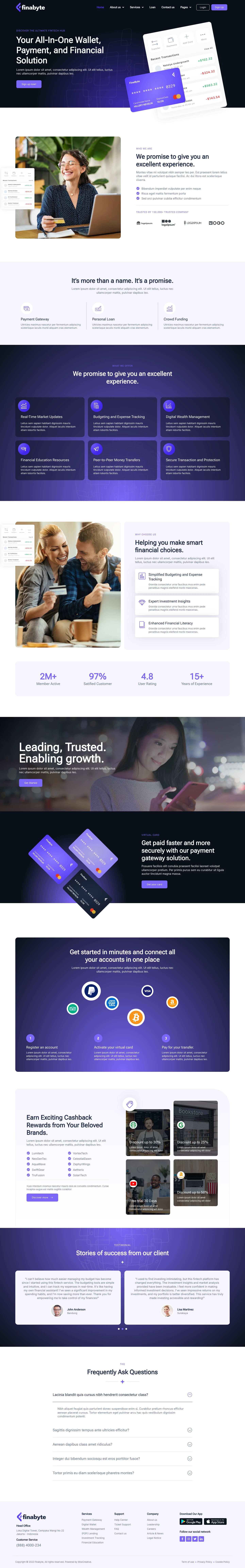 Mẫu website landing page fintech – FinaByte