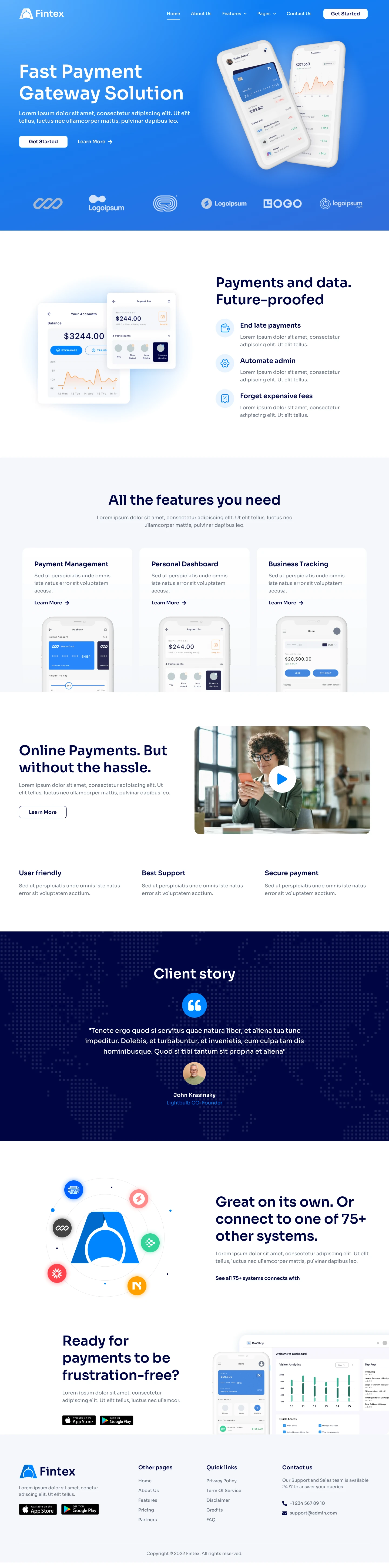 Mẫu website landing page cổng thanh toán – Fintex